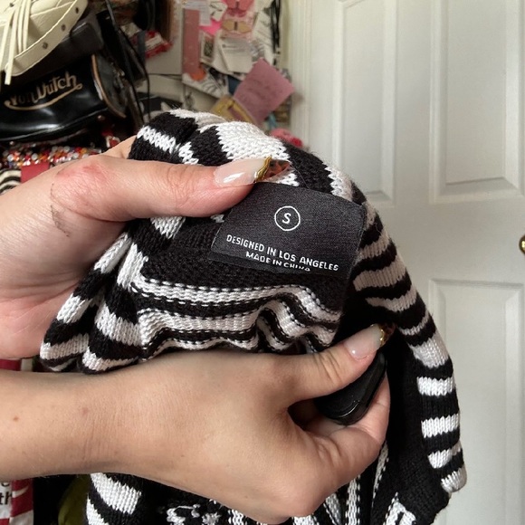Miou Muse black and white Striped Top small - Picture 4 of 4